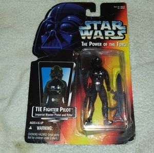 Antique Vintage Star Wars POTF 1995 Kenner Red Card Tie Fighter Pilot Hasbro